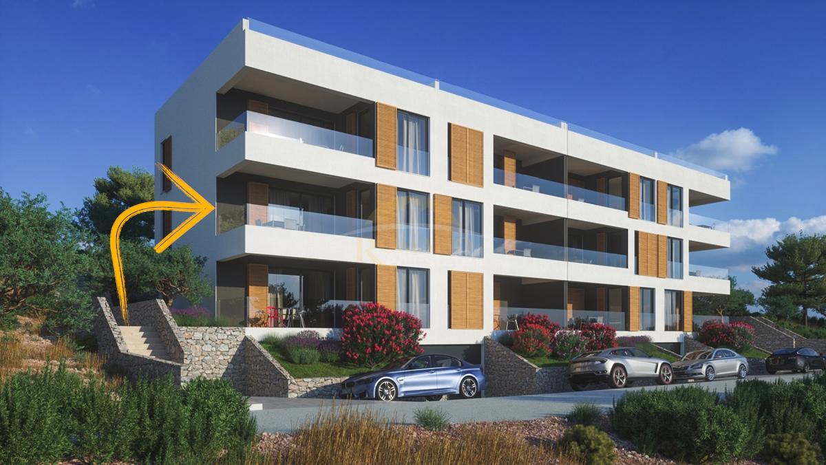 Appartamento bilocale con vista mare a Čiovo, zona Salduna vicino al campeggio Rožac - 64 m2